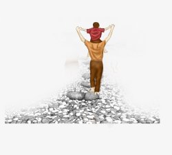 父子父亲与儿子男孩子插画卡通手绘父亲父爱爸爸感恩插素材