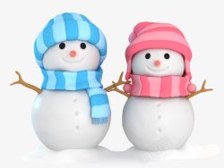 两个卡通雪人圣诞节元素装饰图素材