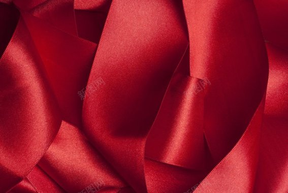 红色丝带红丝带绸缎布料喜庆红色背景红色底纹背景背景