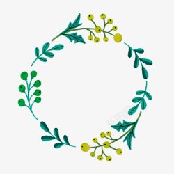 清新圆形绿叶花环装饰图素材