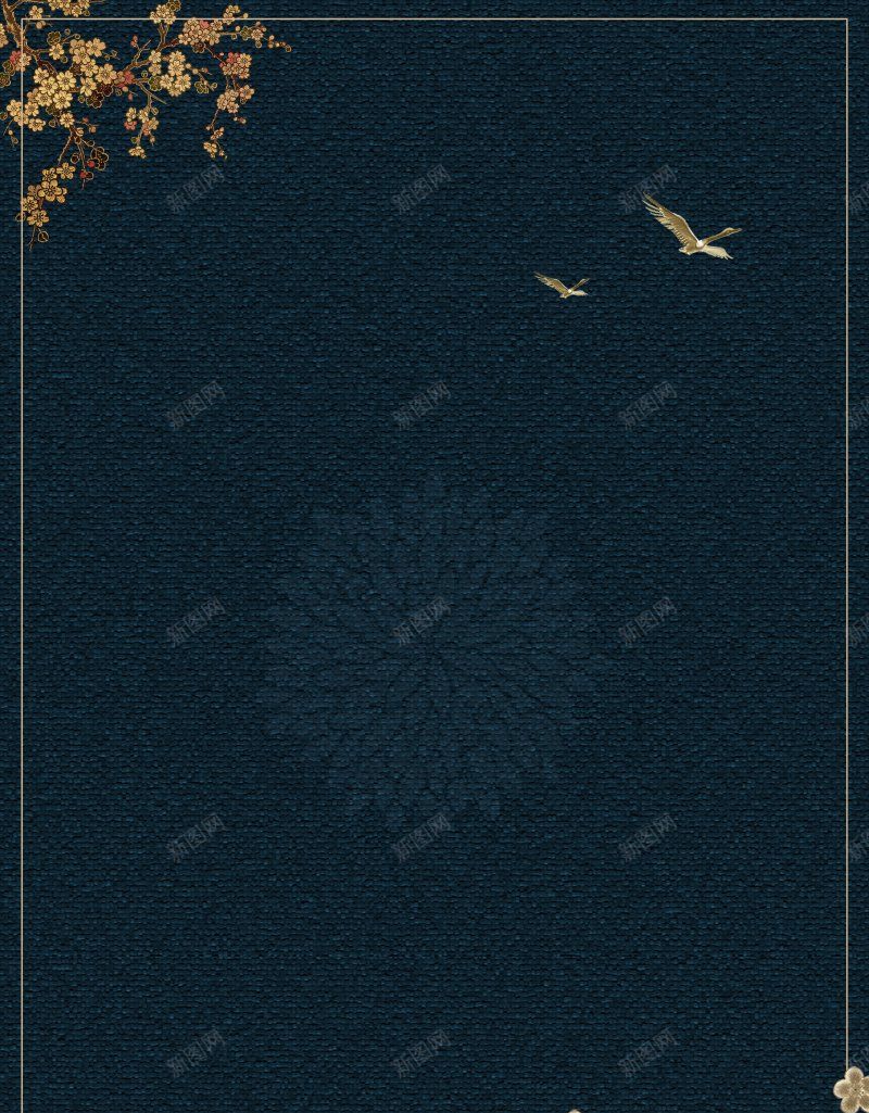 国潮风仙鹤祥云花纹线条中国风日系风古典PSD模板海jpg设计背景_88icon https://88icon.com 中式