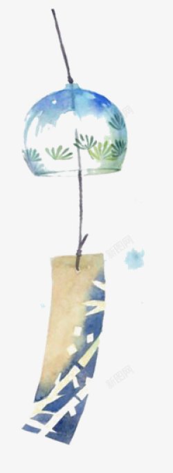 手绘夏天的风铃铃铛卡通素材素材