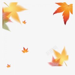 手绘秋天的枫叶漂浮图素材