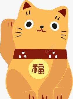 招财猫手绘插画PNS透明底素材