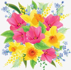 手绘水彩盛开的鲜花叶子装饰素材