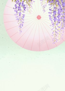 紫藤油纸伞壁纸背景图画桃花源背景