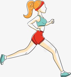 手绘风格跑步的女人透明图层奔跑吧少年奔跑剪影奔跑卡素材