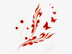 红色华丽复古花纹精致蝴蝶图素材