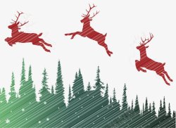 圣诞树圣诞麋鹿透明圣诞节系列素材