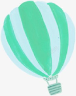 水彩绿白线条仿真热气球插画图素材