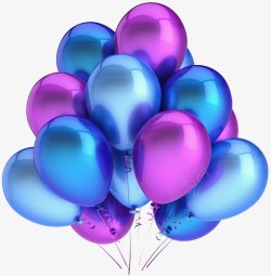 手绘紫色蓝色高大上聚会气球图PSDpsd源文素材