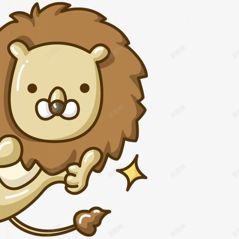 手绘卡通动物傲慢凶猛的狮子装饰图png免抠素材_88icon https://88icon.com  狮子漫画 卡通狮子 长毛 竖起 大拇指 傲慢 凶猛 精美绘画 手绘狮子 食肉动物 场景 淡黄色  棕色 卡通装饰