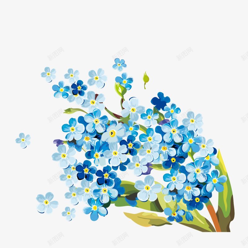 手绘蓝色花卉花朵植物鲜花透明图png免抠素材_88icon https://88icon.com 植物鲜花 叶子 手绘花朵 植物 绿叶 飘落花朵 蓝色花朵 透明 鲜花图案 
