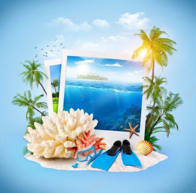 旅游广告背景图片沙滩美图背景
