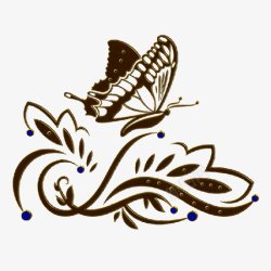欧式古典花纹花蝴蝶创意装饰图素材