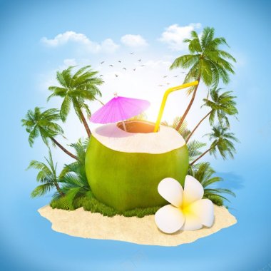 岛屿上的椰子背景图片沙滩美图背景