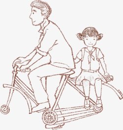 父女父亲节父爱父亲与女孩童年小女孩感恩插画卡通手绘素材