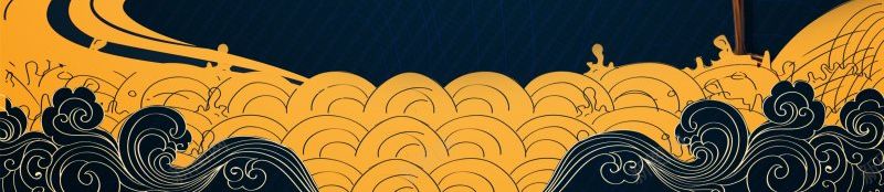 国潮风仙鹤祥云花纹线条中国风日系风古典PSD模板海jpg设计背景_88icon https://88icon.com 中式