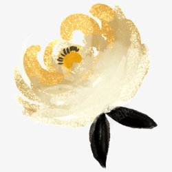 手绘金色茶花透明C古风中国风不用抠图灯笼花扇子屏风素材