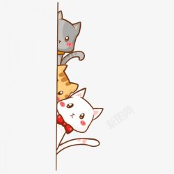 手绘卡通动物小猫组合插画图素材