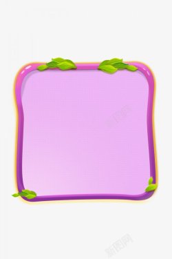 绿叶花边粉色正方形边框图片素材