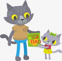 父女父亲节父爱父亲与女孩童年小女孩感恩插画卡通手绘素材