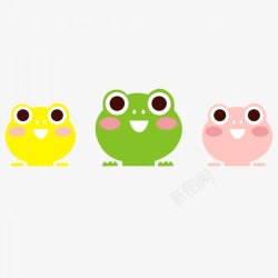 手绘卡通动物青蛙三组合装饰图素材