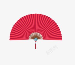 红色中国结折扇效果图红色效果折扇中国风素材