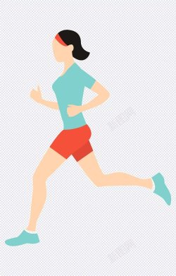 蓝衣女性跑步者透明图层奔跑吧少年奔跑剪影奔跑卡通奔素材