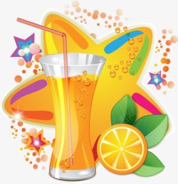 透明橙汁卡通冷饮果汁夏季元素素材