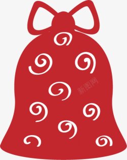 手绘红彩铃铛白色螺纹装饰图素材
