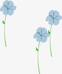手绘蓝色花朵植物鲜花透明图素材