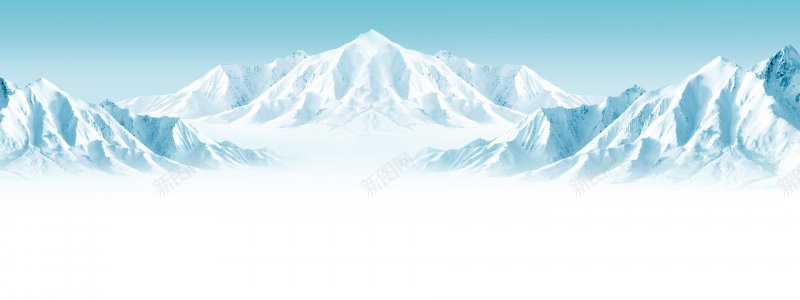 蓝色清凉冰山背景背景