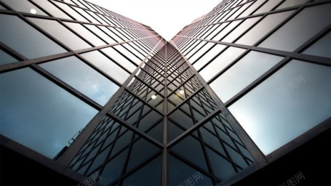 仰视角商务大楼大厦PPT背景图片设计背景