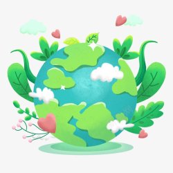 共建绿色家园世界环境日地球插画卡通地球保护高清图片