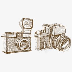 两个老款照相机创意卡通卡通相机手绘相机数码素材
