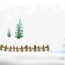 手绘彩色冬季雪景圣诞装饰素材