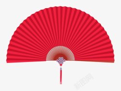 红色喜庆折扇抽象传统文化传统红色精美折扇艺术折素材
