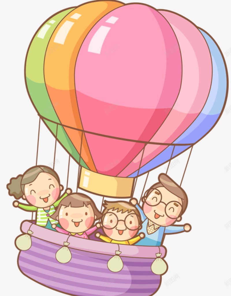 一家四口做热气球手绘png免抠素材_88icon https://88icon.com 一家 彩球 气球 气球热气球 漂浮 礼物 礼盒 降落伞