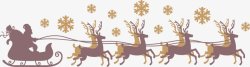 手绘金色雪花麋鹿圣诞老人圣诞节装饰素材
