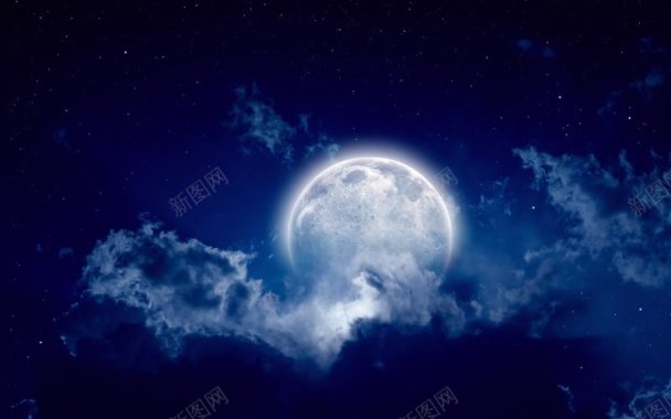 夜晚星空圆月壁纸图光束星空夜景引用背景