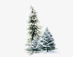 手绘雪景圣诞树装饰插画素材