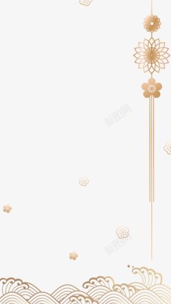手绘金色灯笼中国结吊饰装饰插画素材