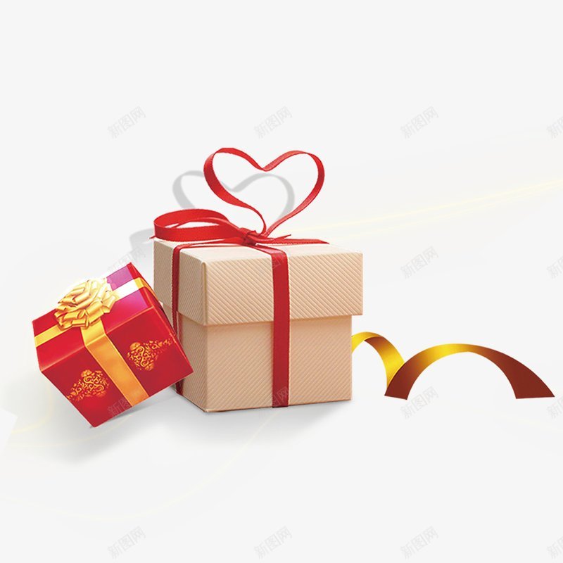 00673方形礼品盒子的丝带拼接形成一个心形图案创png免抠素材_88icon https://88icon.com 礼盒