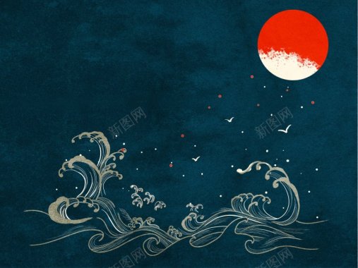 中国风复古浮世绘复古中国风平面包装背景