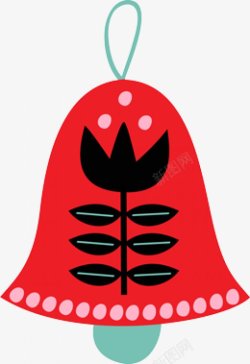 手绘红色铃铛圣诞节装饰素材