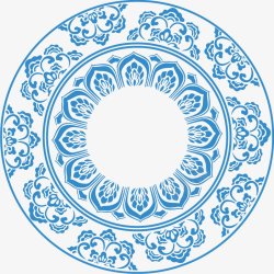 中国风古典日式青花瓷花纹边框陶瓷中式纹理底纹透素材
