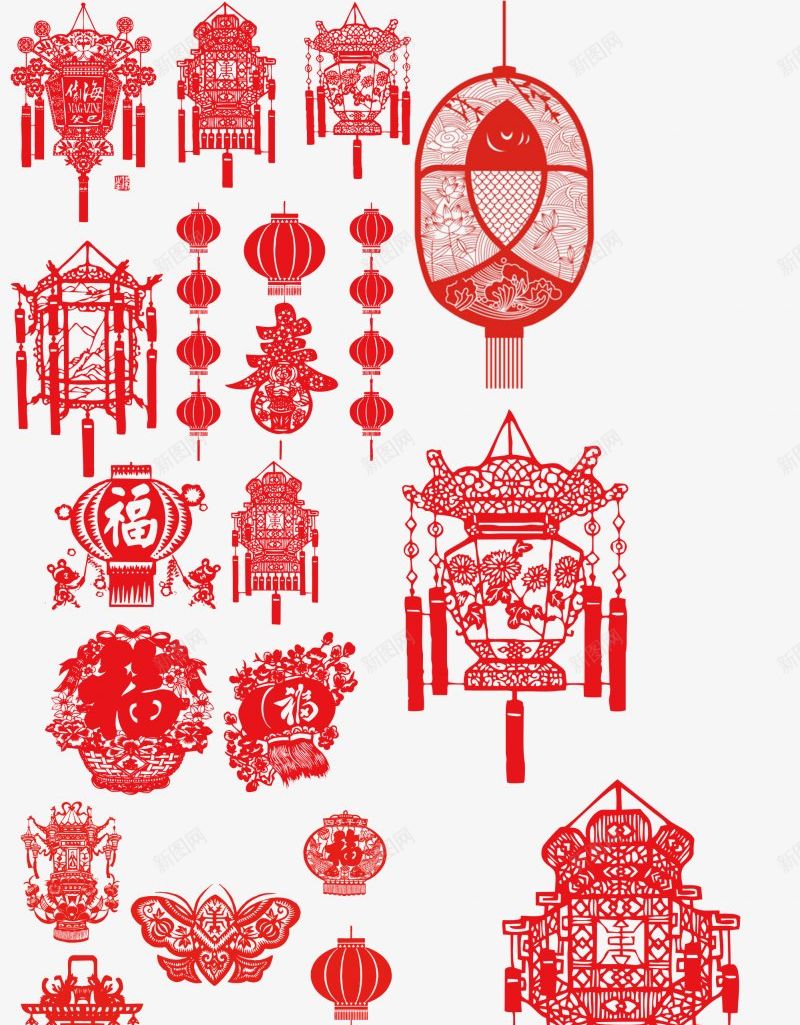 春节节日中国灯笼剪纸艺术Y其他png免抠素材_88icon https://88icon.com Y设计其他 中国 剪纸艺术 春节节日 灯笼