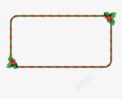 圣诞果红绿条纹装饰边框图案素材