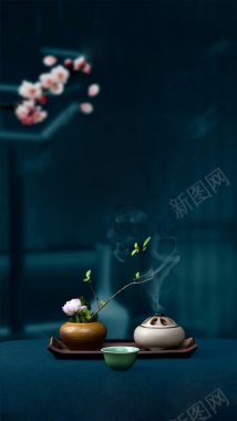 深色中国风淡雅茶文化背景